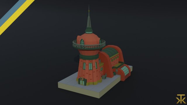 Cartoon Futuramma Planet express Polygonal Style 3D Model .c4d .max .obj .3ds .fbx .stl .blend 