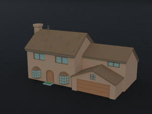 Cartoon simpsons house Polygonal Style Model 3D