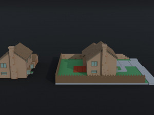 Cartoon simpsons house Polygonal Style Model 3D