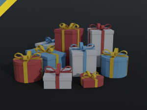 Cartoon Gift Boxes presents Polygonal Style Modelo 3D