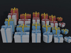 Cartoon Gift Boxes presents Polygonal Style 3D 모델