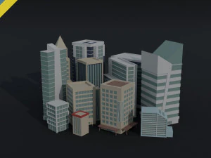 Мультяшные небоскребы в полигональном стиле 3D Модель