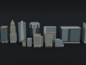 Cartoon skycrapers Polygonal Style 3D Модель