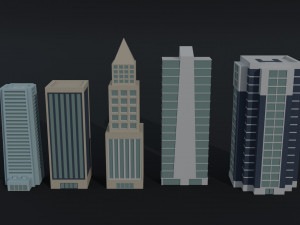 Cartoon skycrapers Polygonal Style 3D Модель