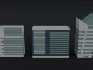 Cartoon skycrapers Polygonal Style 3D Модель