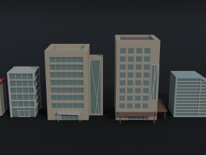 Cartoon skycrapers Polygonal Style 3D Модель