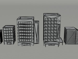 Cartoon skycrapers Polygonal Style 3D Модель