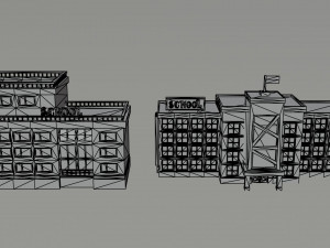 Cartoon Schools Polygonal Style 3D 모델