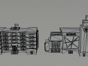 Cartoon Schools Polygonal Style 3D 모델