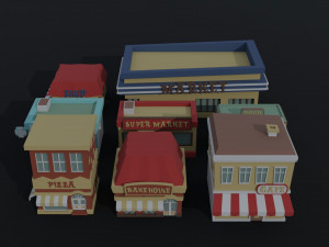 Cartoon shops Polygonal Style 3Dモデル