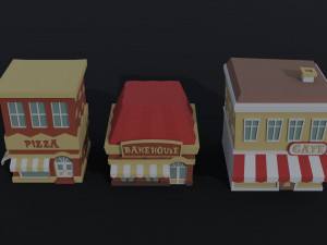 Cartoon shops Polygonal Style 3Dモデル