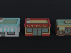 Cartoon shops Polygonal Style 3Dモデル