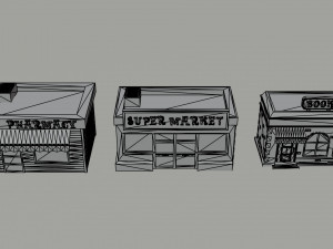 Cartoon shops Polygonal Style 3Dモデル