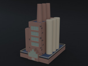 Cartoon factories Polygonal Style 3D Model