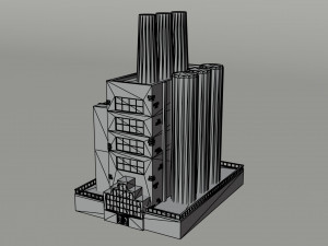 Cartoon factories Polygonal Style 3D Model
