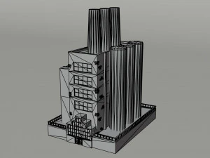 Cartoon factories Polygonal Style 3D Model