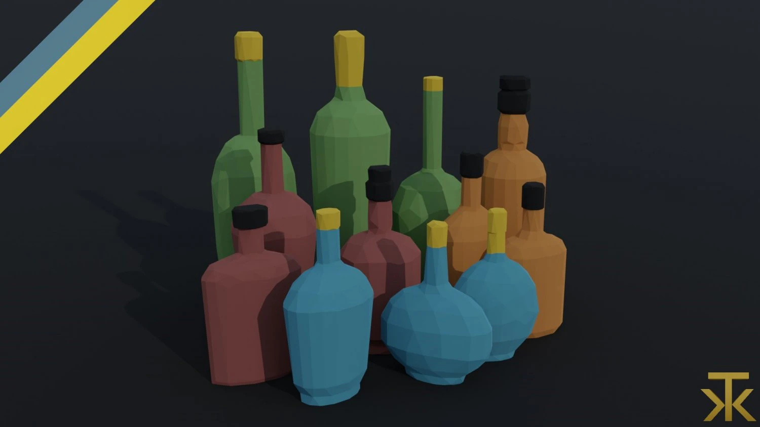 Cartoon alcohol bottle 2 Polygonal Style 3D Model .c4d .max .obj .3ds .fbx .stl .blend 