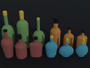 Cartoon alcohol bottle 2 Polygonal Style 3D Model