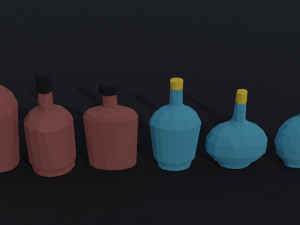 Cartoon alcohol bottle 2 Polygonal Style 3D Model
