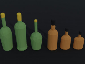 Cartoon alcohol bottle 2 Polygonal Style 3D Model