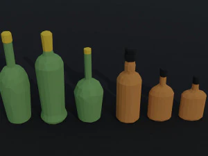 Cartoon alcohol bottle 2 Polygonal Style 3D Model