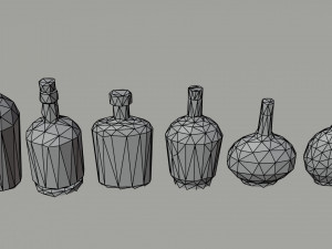 Cartoon alcohol bottle 2 Polygonal Style 3D Model