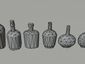 Cartoon alcohol bottle 2 Polygonal Style 3D Model