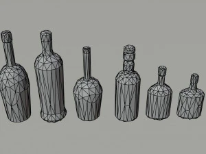 Cartoon alcohol bottle 2 Polygonal Style 3D Model