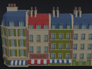 Cartoon renaissance city buildings Polygonal Style Modello 3D