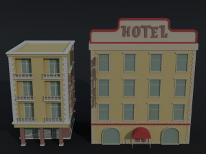 Cartoon renaissance city buildings Polygonal Style Modello 3D