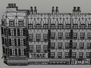Cartoon renaissance city buildings Polygonal Style Modello 3D