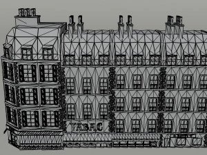 Cartoon renaissance city buildings Polygonal Style 3D Model