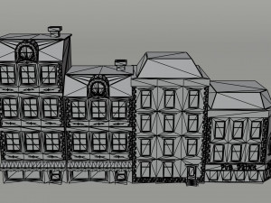 Cartoon renaissance city buildings Polygonal Style Modello 3D
