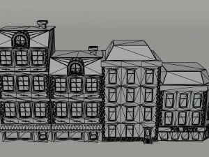 Cartoon renaissance city buildings Polygonal Style 3D Model