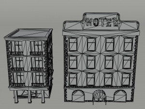 Cartoon renaissance city buildings Polygonal Style Modello 3D