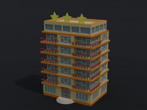 Cartoon-3-Sterne-Hotel 3D Modell