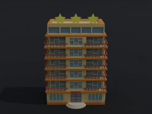 Cartoon 3star hotel 3D Model