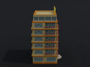 Cartoon 3star hotel 3D Model