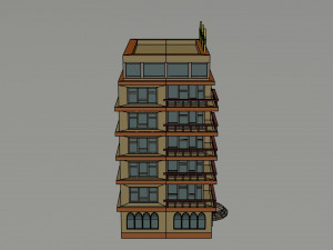 Cartoon 3star hotel 3D Model