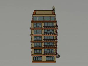 Cartoon 3star hotel 3D Model