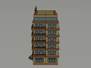Cartoon 3star hotel 3D Model