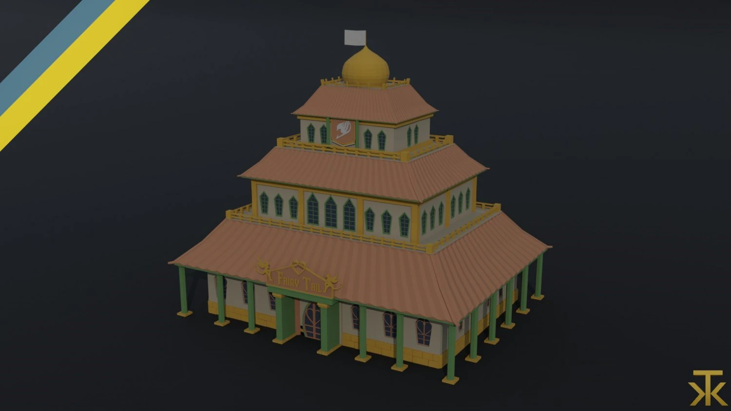 Cartoon Fairy Tail Guild Building Polygonal Style 3D Model .c4d .max .obj .3ds .fbx .stl .blend 