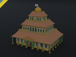 Cartoon Fairy Tail Guild Building Polygonal Style Modèle 3D