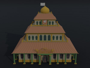 Cartoon Fairy Tail Guild Building Polygonal Style Modello 3D