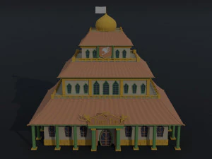 Cartoon Fairy Tail Guild Building Polygonal Style 3D Model