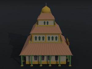 Cartoon Fairy Tail Guild Building Polygonal Style Modello 3D