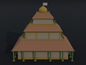 Cartoon Fairy Tail Guild Building Polygonal Style Modello 3D
