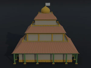 Cartoon Fairy Tail Guild Building Polygonal Style 3D Model