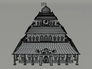 Cartoon Fairy Tail Guild Building Polygonal Style 3D Model