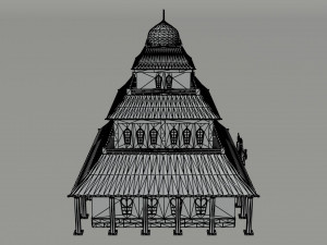 Cartoon Fairy Tail Guild Building Polygonal Style Modello 3D